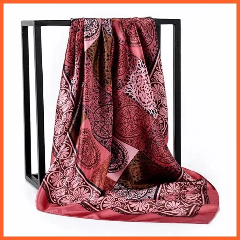 Silk Women Hair Neck Square Scarves Shawl Bandanna Hijab Wrap