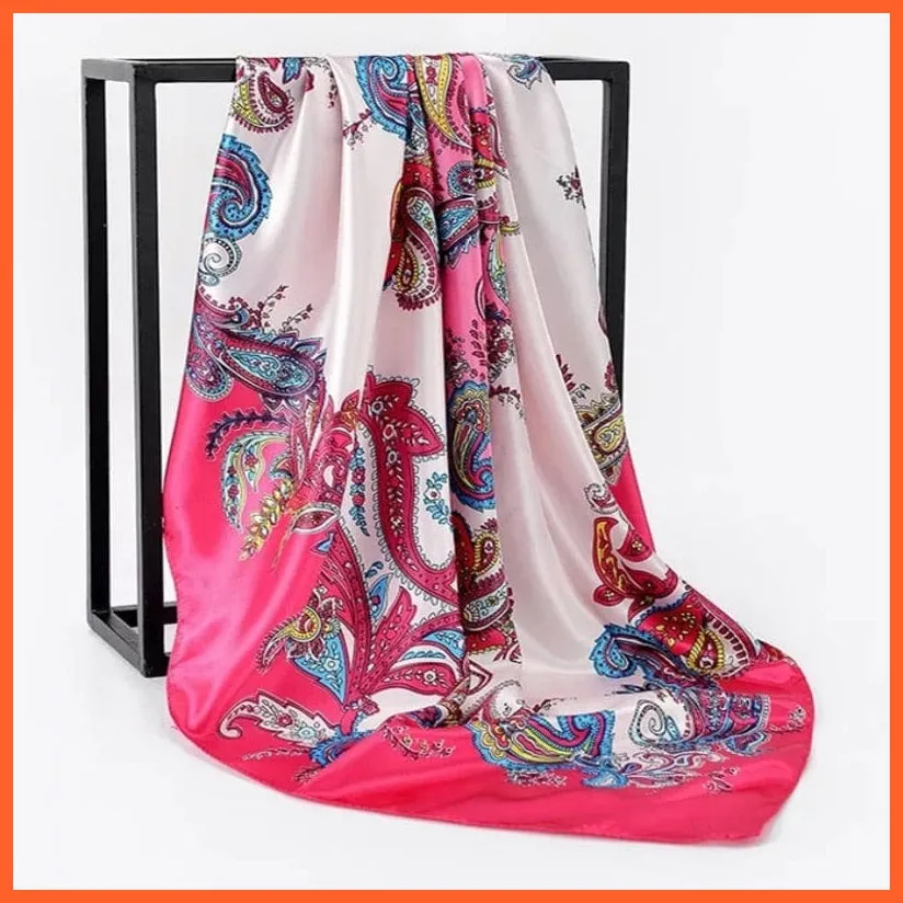 Silk Women Hair Neck Square Scarves Shawl Bandanna Hijab Wrap