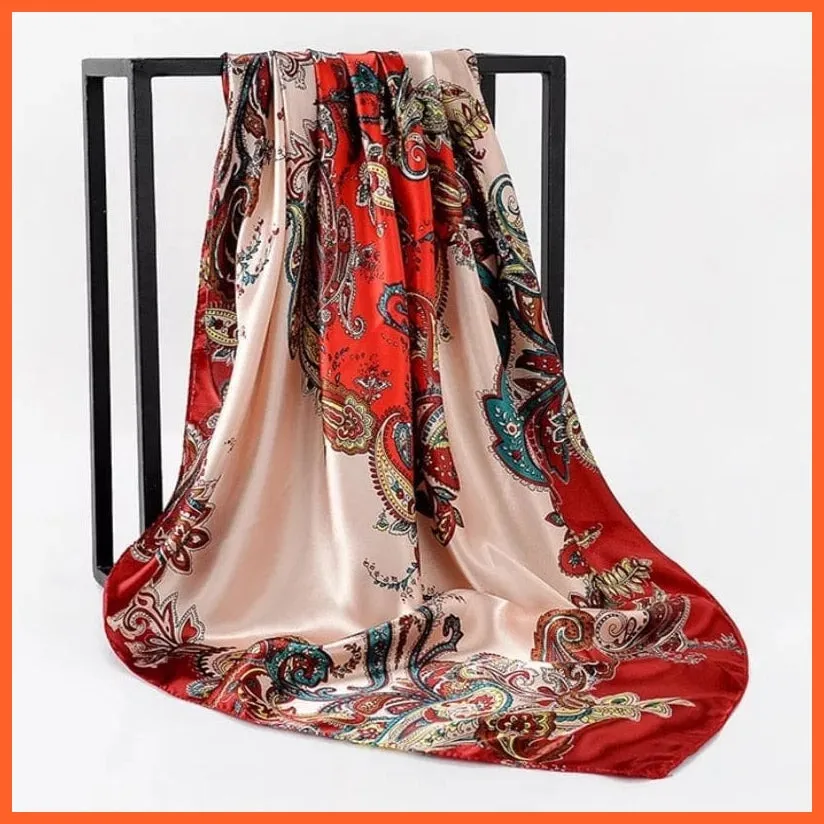 Silk Women Hair Neck Square Scarves Shawl Bandanna Hijab Wrap