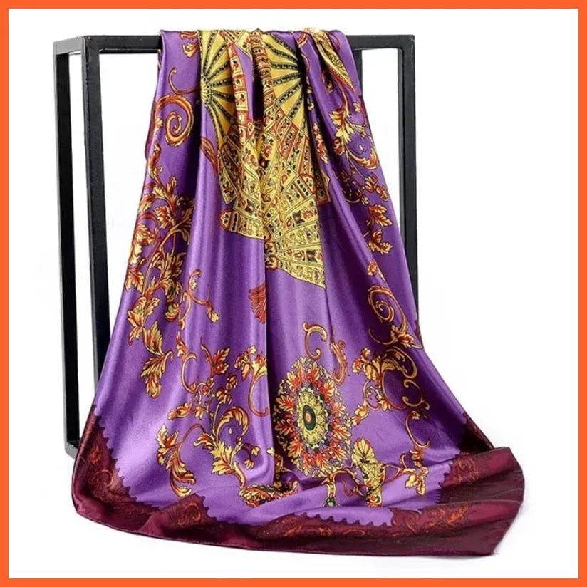Silk Women Hair Neck Square Scarves Shawl Bandanna Hijab Wrap