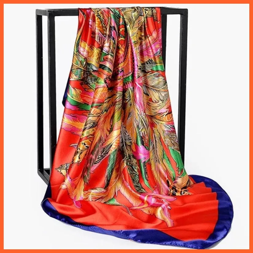 Silk Women Hair Neck Square Scarves Shawl Bandanna Hijab Wrap