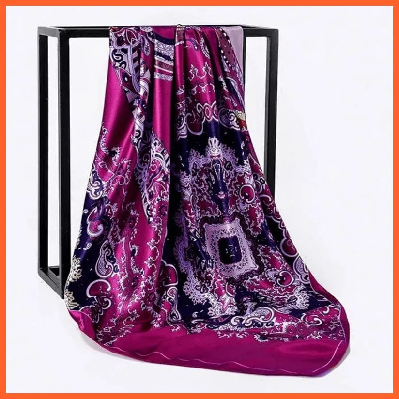 Silk Women Hair Neck Square Scarves Shawl Bandanna Hijab Wrap