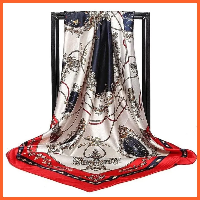 Silk Women Hair Neck Square Scarves Shawl Bandanna Hijab Wrap
