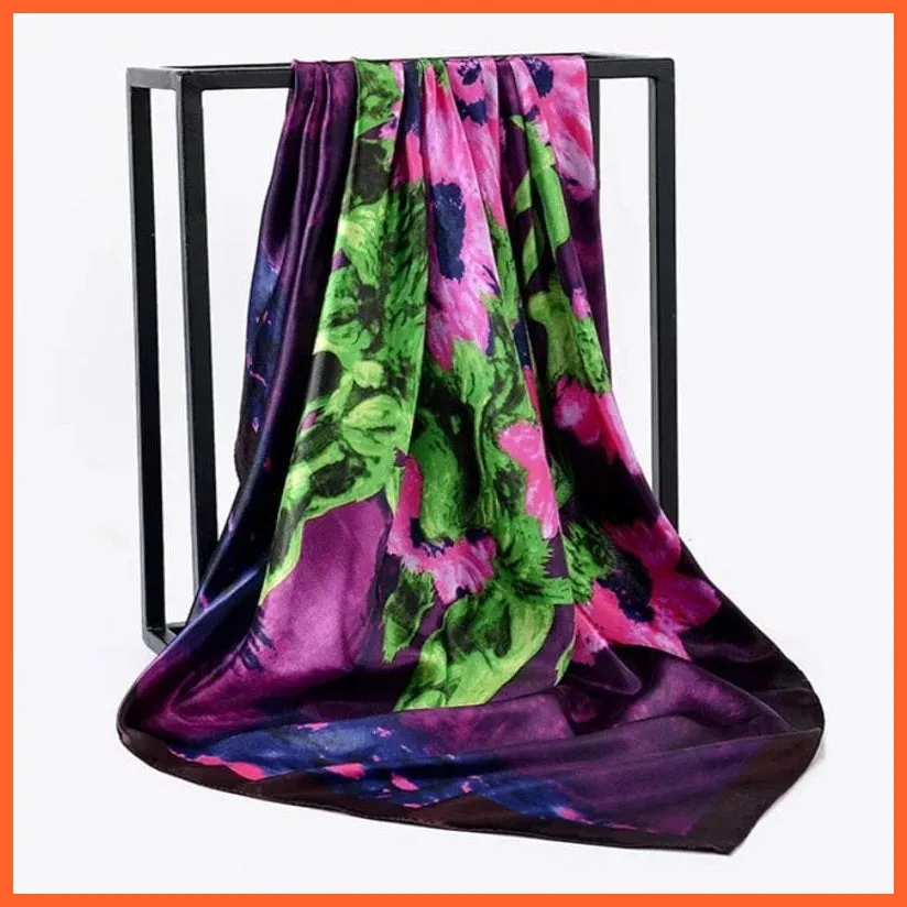 Silk Women Hair Neck Square Scarves Shawl Bandanna Hijab Wrap
