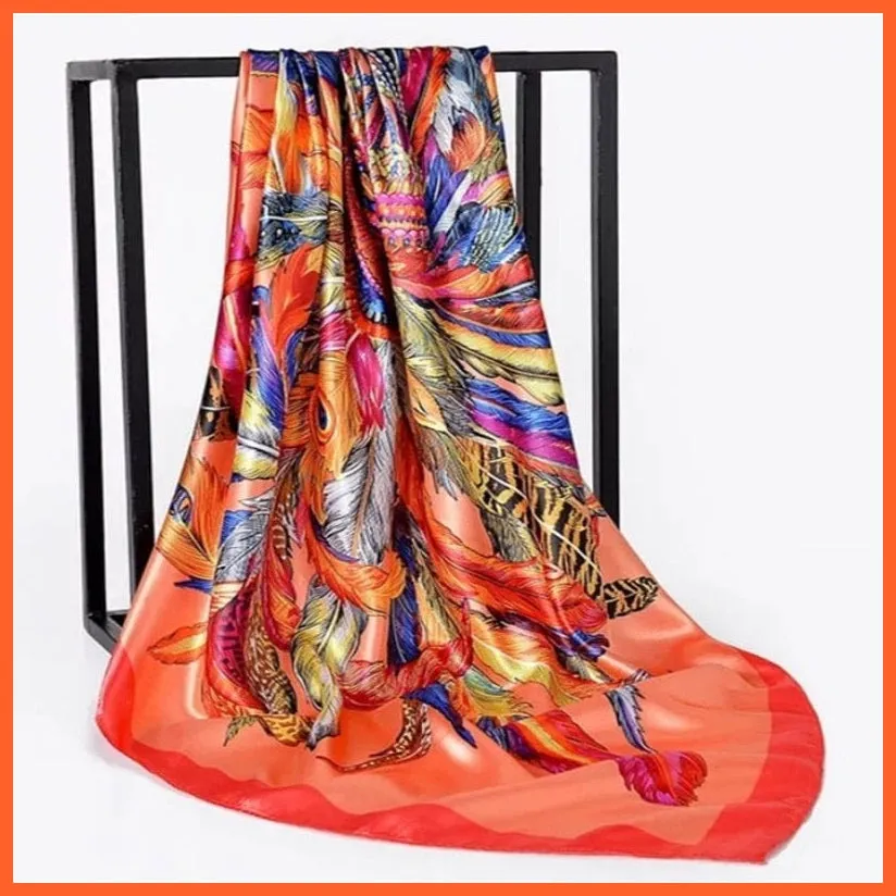 Silk Women Hair Neck Square Scarves Shawl Bandanna Hijab Wrap