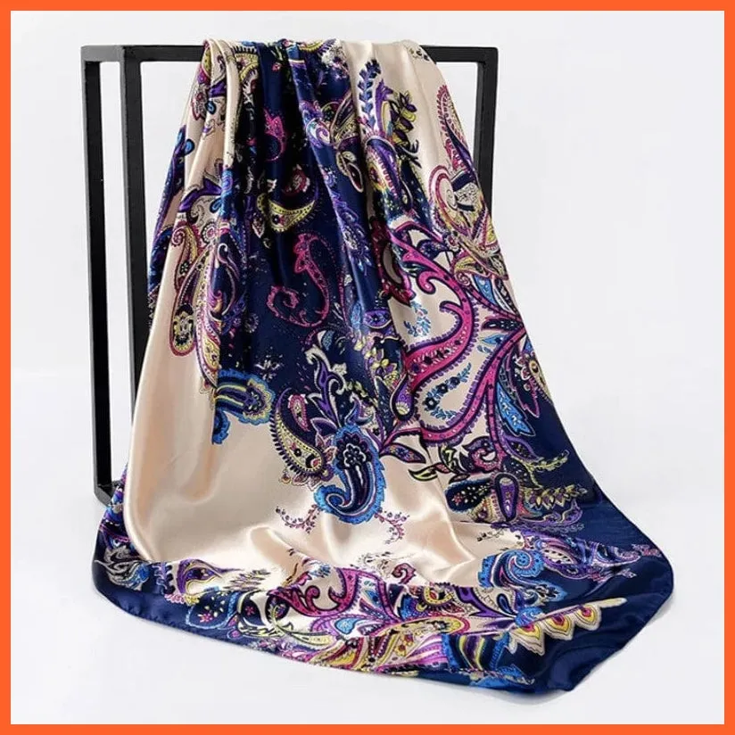Silk Women Hair Neck Square Scarves Shawl Bandanna Hijab Wrap