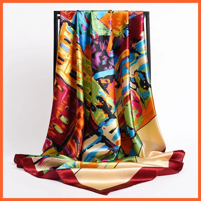 Silk Women Hair Neck Square Scarves Shawl Bandanna Hijab Wrap