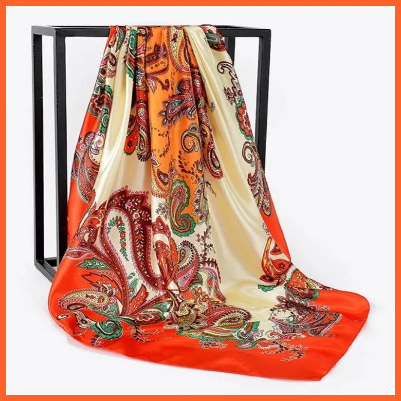 Silk Women Hair Neck Square Scarves Shawl Bandanna Hijab Wrap