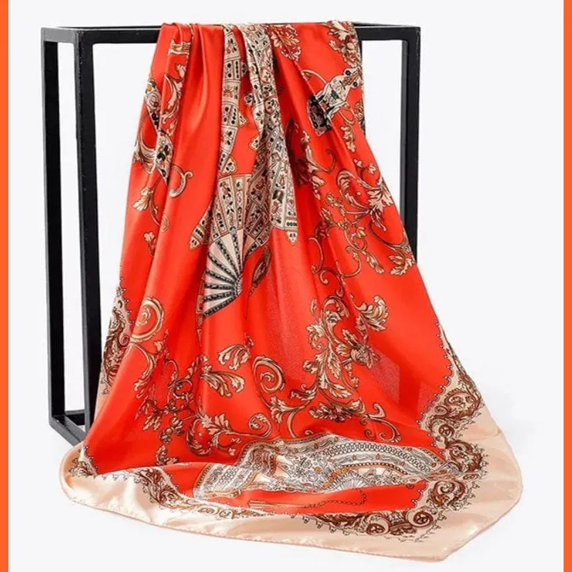 Silk Women Hair Neck Square Scarves Shawl Bandanna Hijab Wrap