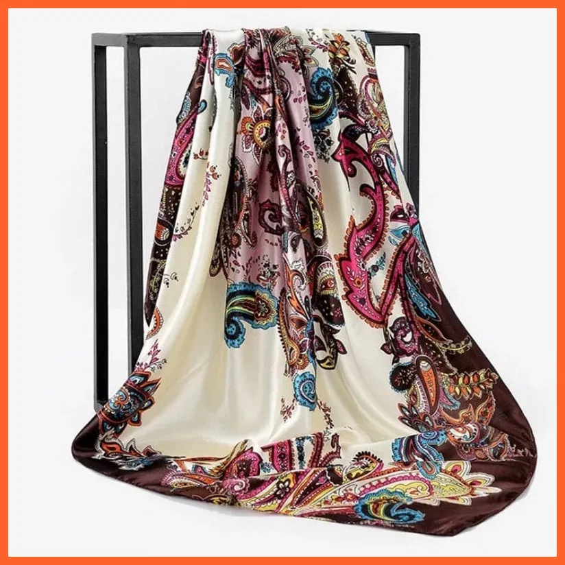 Silk Women Hair Neck Square Scarves Shawl Bandanna Hijab Wrap