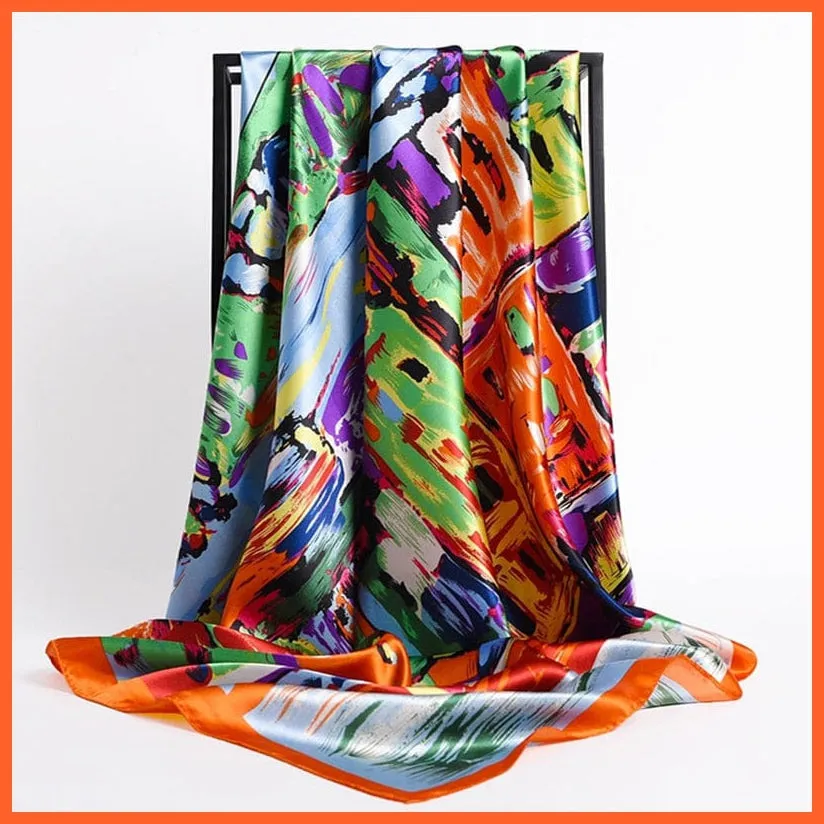 Silk Women Hair Neck Square Scarves Shawl Bandanna Hijab Wrap