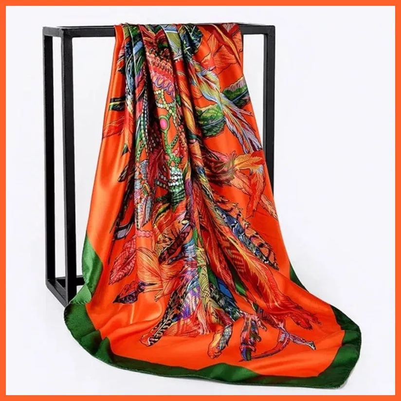 Silk Women Hair Neck Square Scarves Shawl Bandanna Hijab Wrap