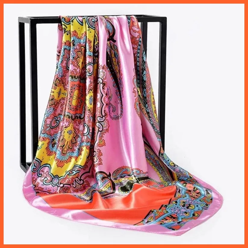 Silk Women Hair Neck Square Scarves Shawl Bandanna Hijab Wrap