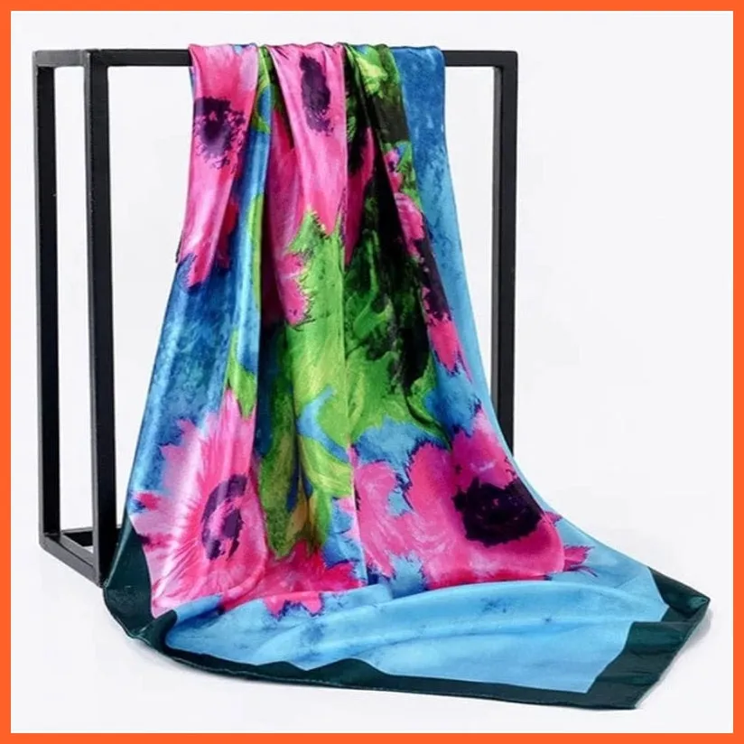 Silk Women Hair Neck Square Scarves Shawl Bandanna Hijab Wrap