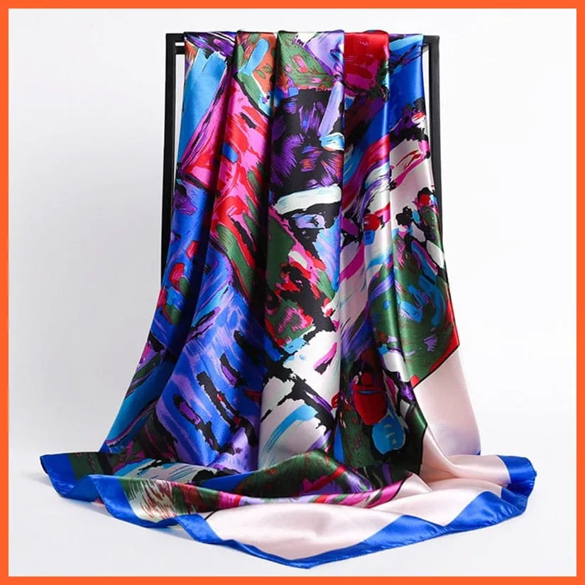 Silk Women Hair Neck Square Scarves Shawl Bandanna Hijab Wrap