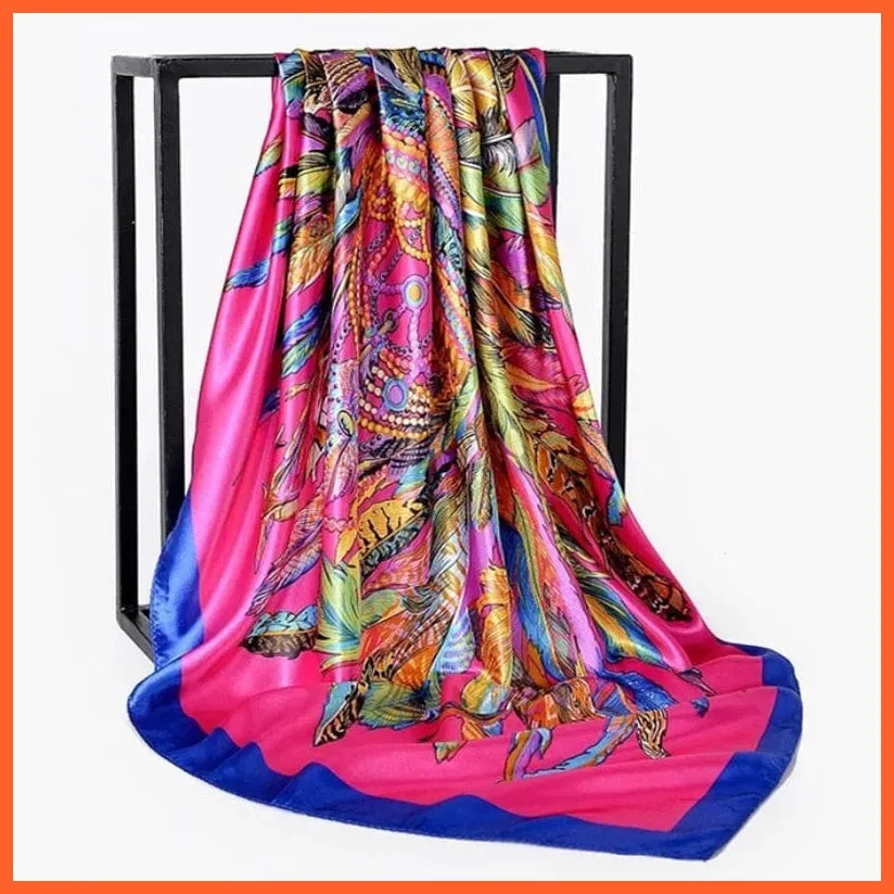 Silk Women Hair Neck Square Scarves Shawl Bandanna Hijab Wrap