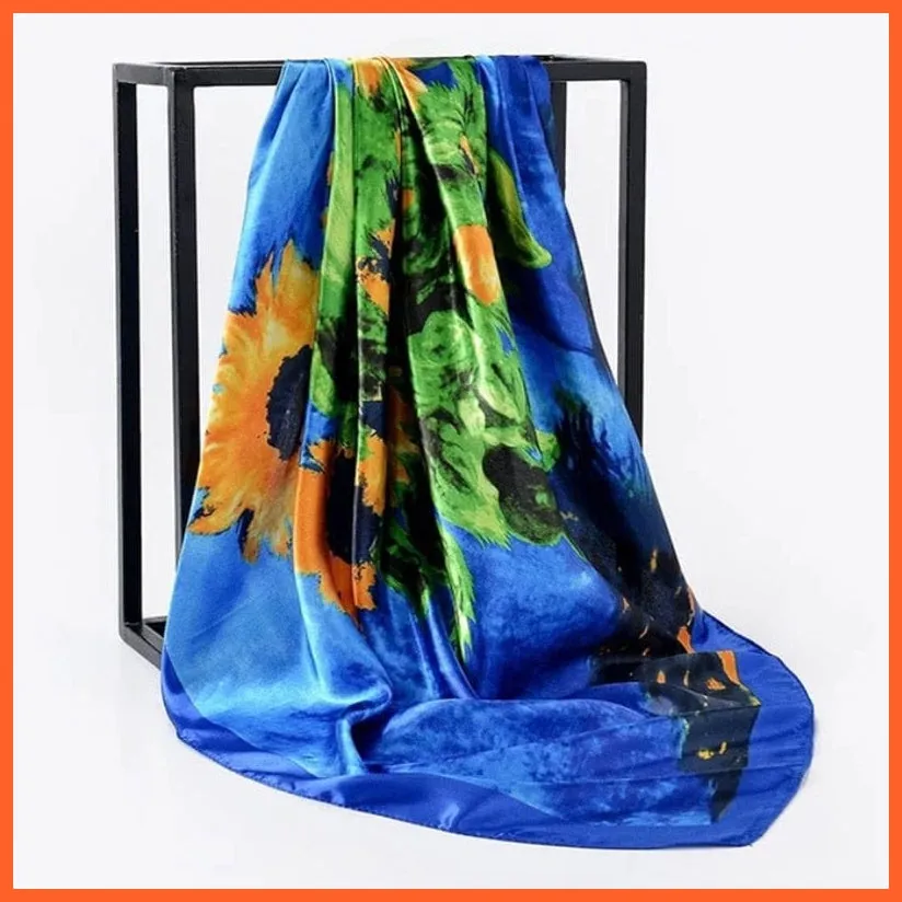 Silk Women Hair Neck Square Scarves Shawl Bandanna Hijab Wrap