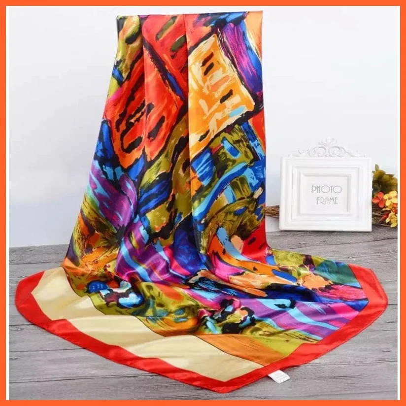 Silk Women Hair Neck Square Scarves Shawl Bandanna Hijab Wrap