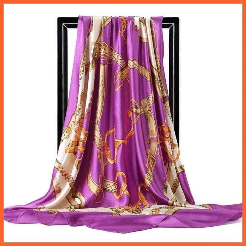 Silk Women Hair Neck Square Scarves Shawl Bandanna Hijab Wrap