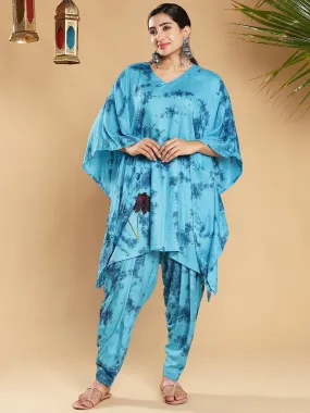 SkyBlue Rayon TieDyeKurta - Ciel