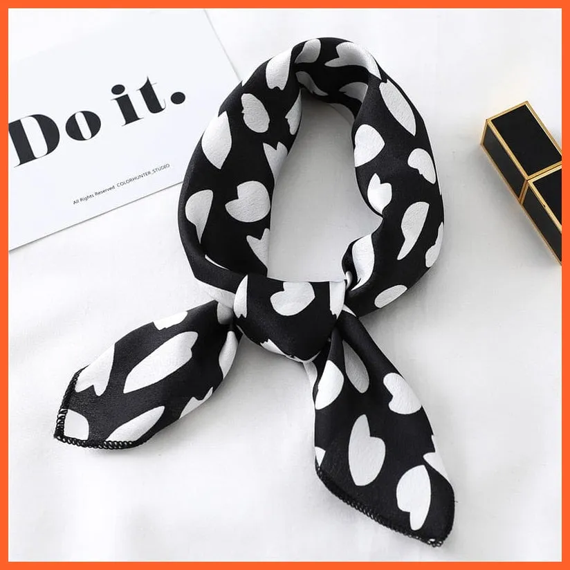 Small Silk Square Scarf For Women Fashion Print Neck Scarves Foulard Hair Band