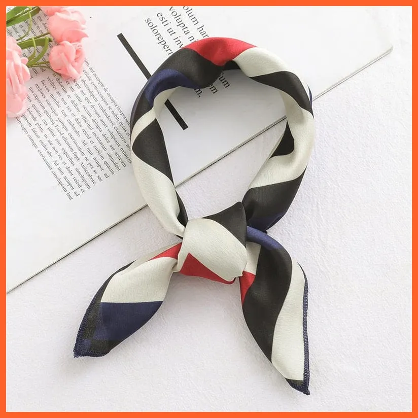 Small Silk Square Scarf For Women Fashion Print Neck Scarves Foulard Hair Band