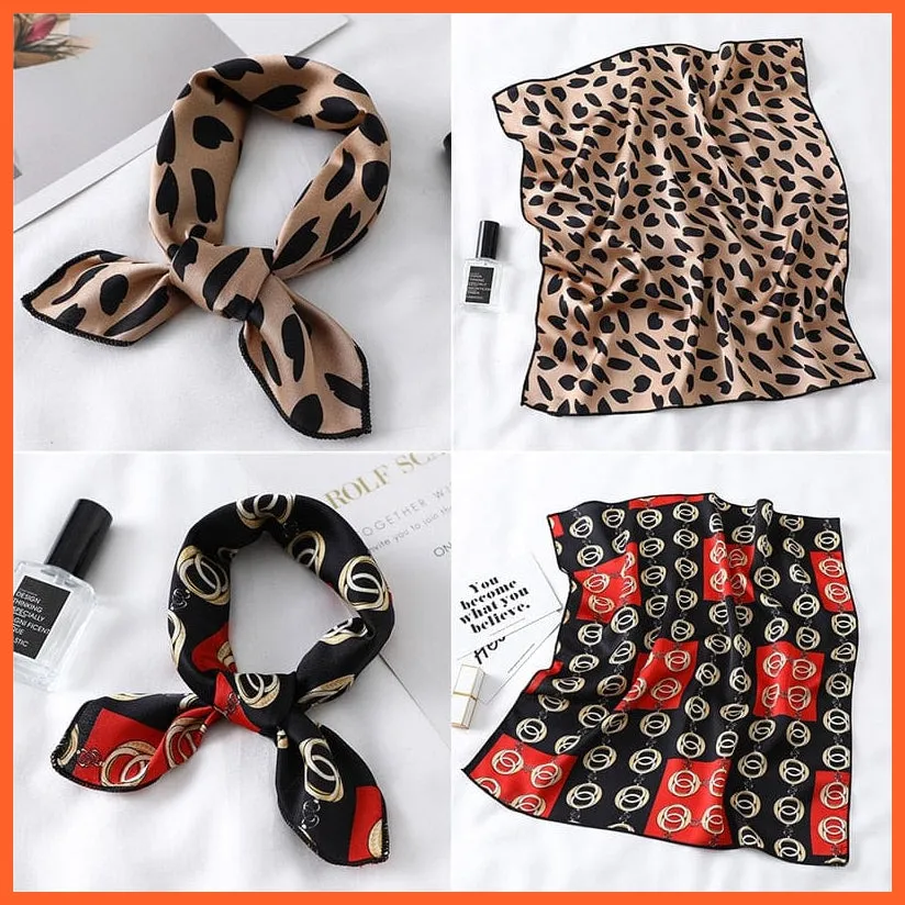 Small Silk Square Scarf For Women Fashion Print Neck Scarves Foulard Hair Band