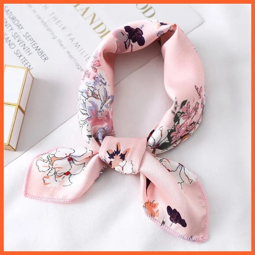 Small Silk Square Scarf For Women Fashion Print Neck Scarves Foulard Hair Band