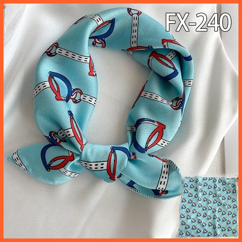 Small Silk Square Scarf For Women Fashion Print Neck Scarves Foulard Hair Band