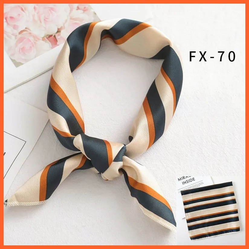 Small Silk Square Scarf For Women Fashion Print Neck Scarves Foulard Hair Band