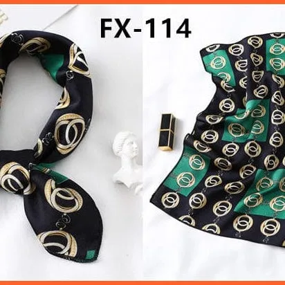 Small Silk Square Scarf For Women Fashion Print Neck Scarves Foulard Hair Band