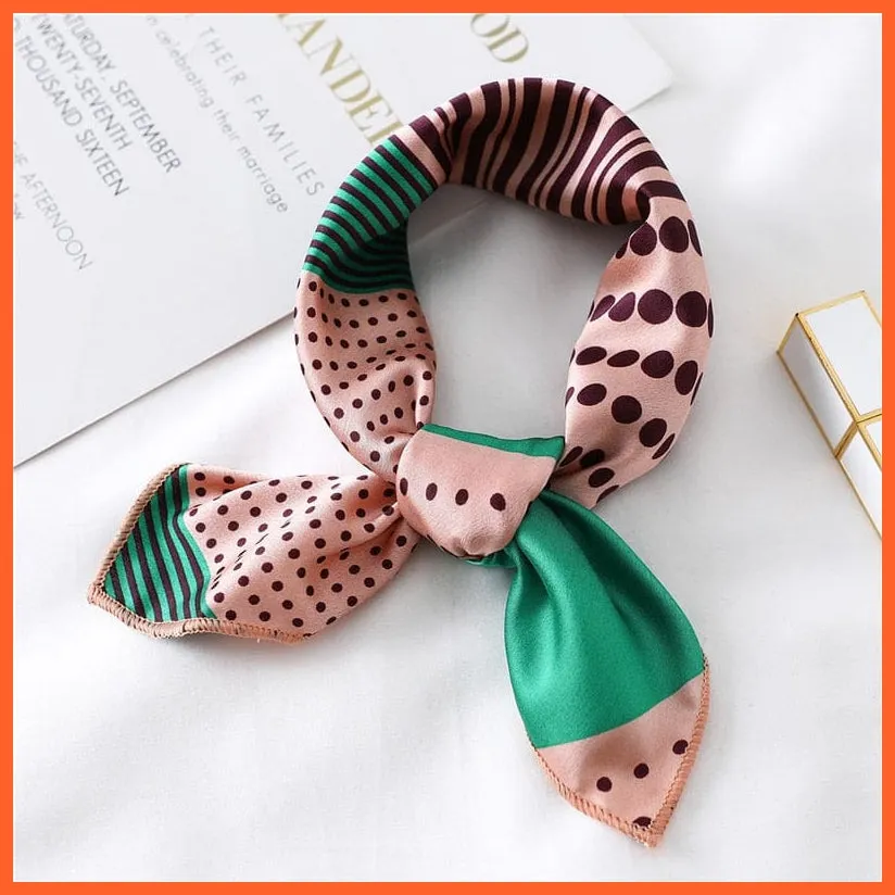 Small Silk Square Scarf For Women Fashion Print Neck Scarves Foulard Hair Band