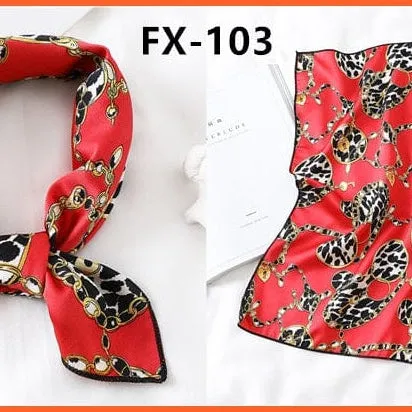 Small Silk Square Scarf For Women Fashion Print Neck Scarves Foulard Hair Band