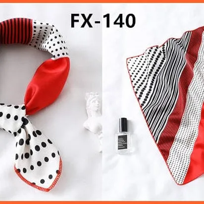 Small Silk Square Scarf For Women Fashion Print Neck Scarves Foulard Hair Band