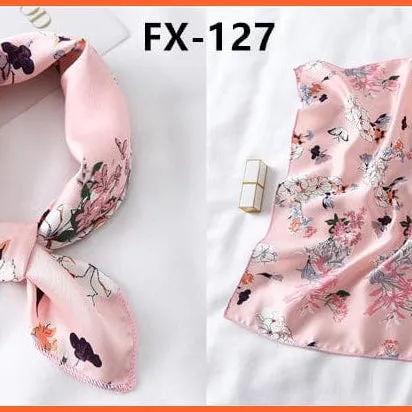 Small Silk Square Scarf For Women Fashion Print Neck Scarves Foulard Hair Band