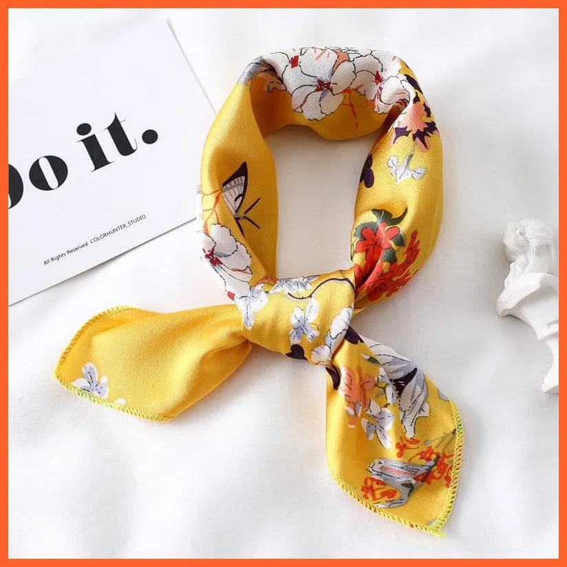 Small Silk Square Scarf For Women Fashion Print Neck Scarves Foulard Hair Band
