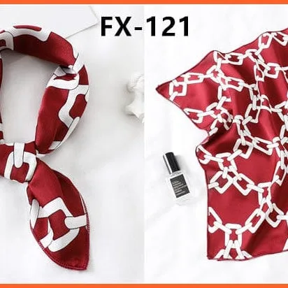 Small Silk Square Scarf For Women Fashion Print Neck Scarves Foulard Hair Band
