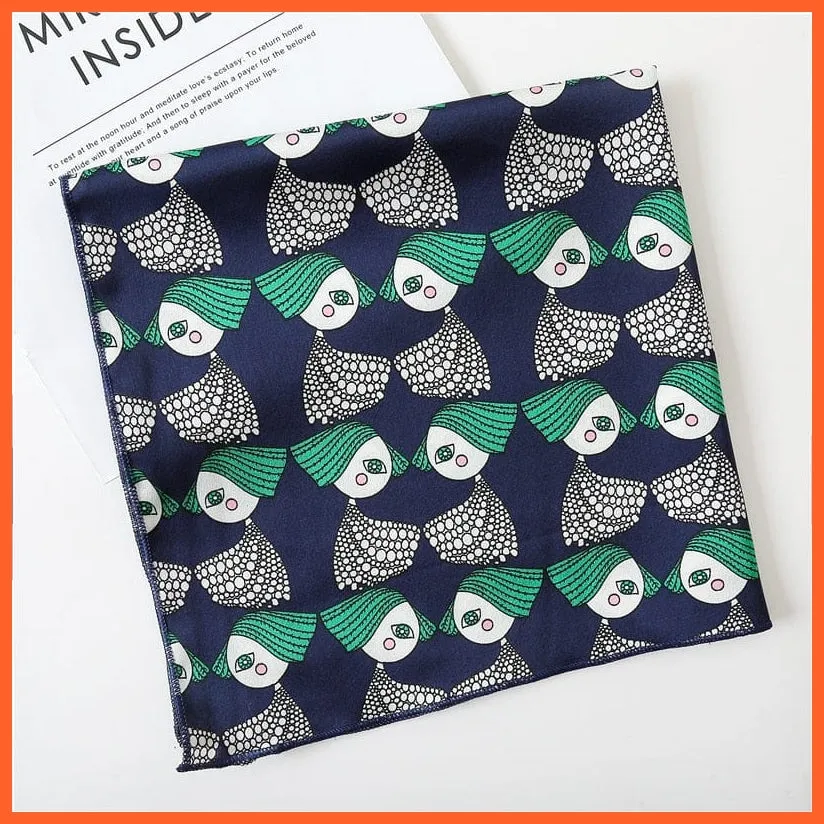 Small Silk Square Scarf For Women Fashion Print Neck Scarves Foulard Hair Band