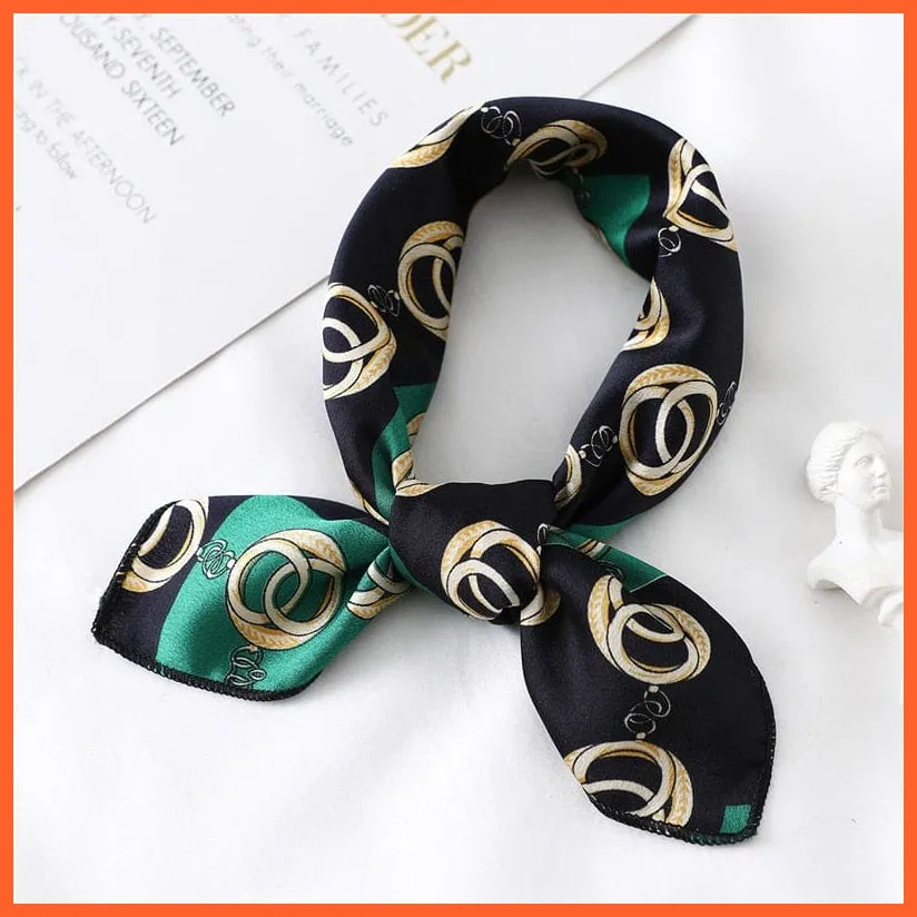 Small Silk Square Scarf For Women Fashion Print Neck Scarves Foulard Hair Band