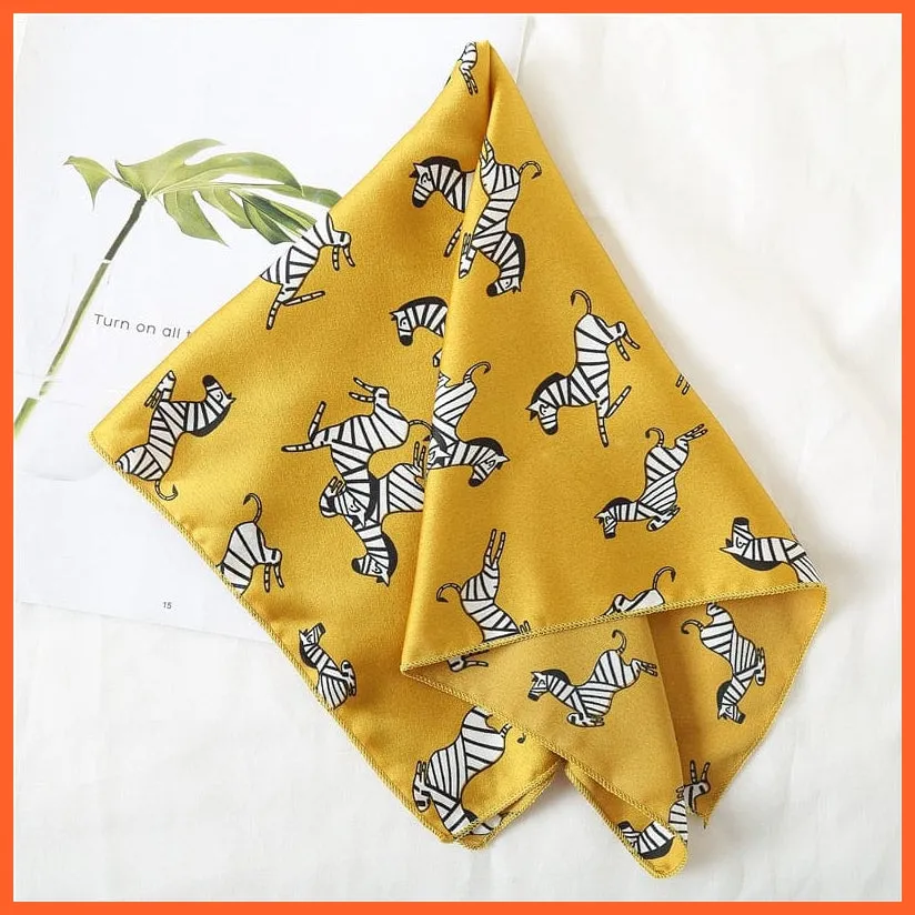 Small Silk Square Scarf For Women Fashion Print Neck Scarves Foulard Hair Band