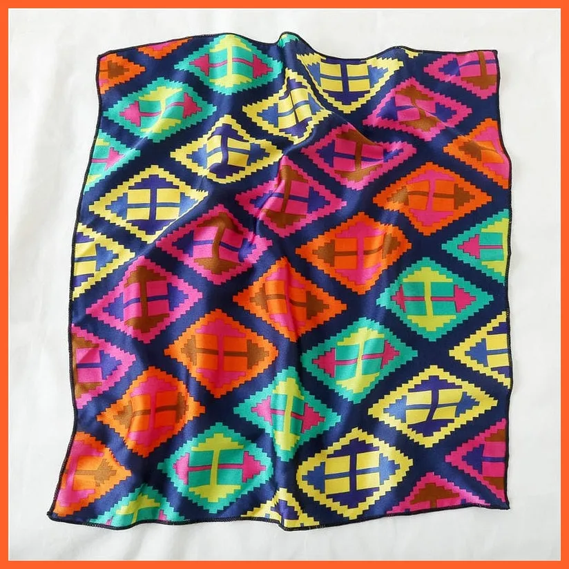 Small Silk Square Scarf For Women Fashion Print Neck Scarves Foulard Hair Band