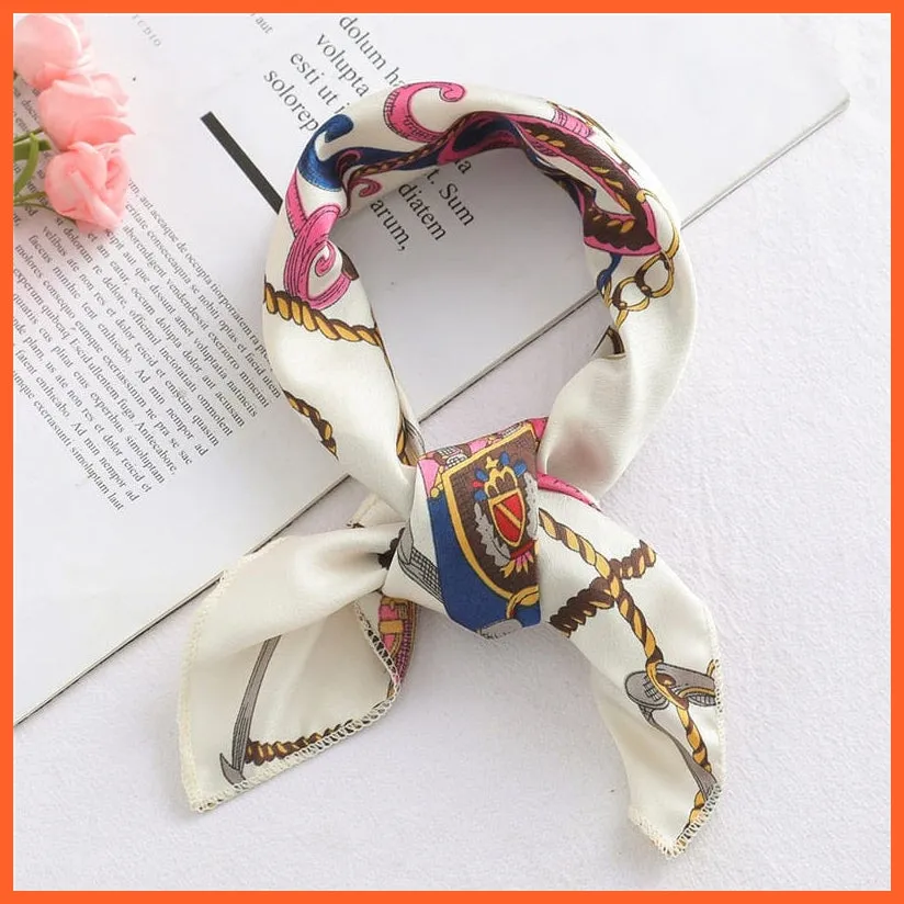 Small Silk Square Scarf For Women Fashion Print Neck Scarves Foulard Hair Band