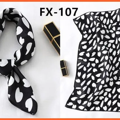 Small Silk Square Scarf For Women Fashion Print Neck Scarves Foulard Hair Band