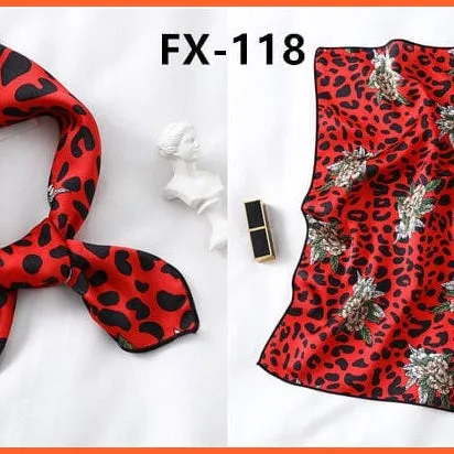 Small Silk Square Scarf For Women Fashion Print Neck Scarves Foulard Hair Band