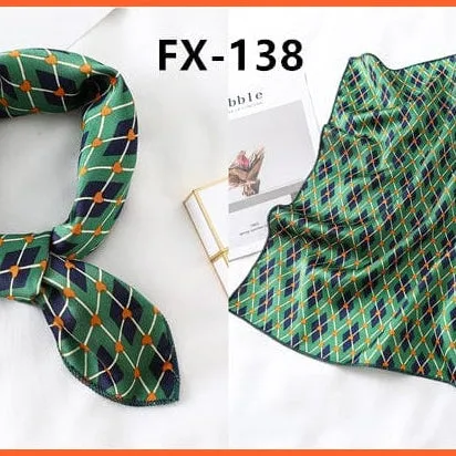 Small Silk Square Scarf For Women Fashion Print Neck Scarves Foulard Hair Band