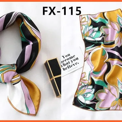 Small Silk Square Scarf For Women Fashion Print Neck Scarves Foulard Hair Band