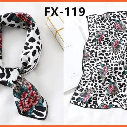 Small Silk Square Scarf For Women Fashion Print Neck Scarves Foulard Hair Band