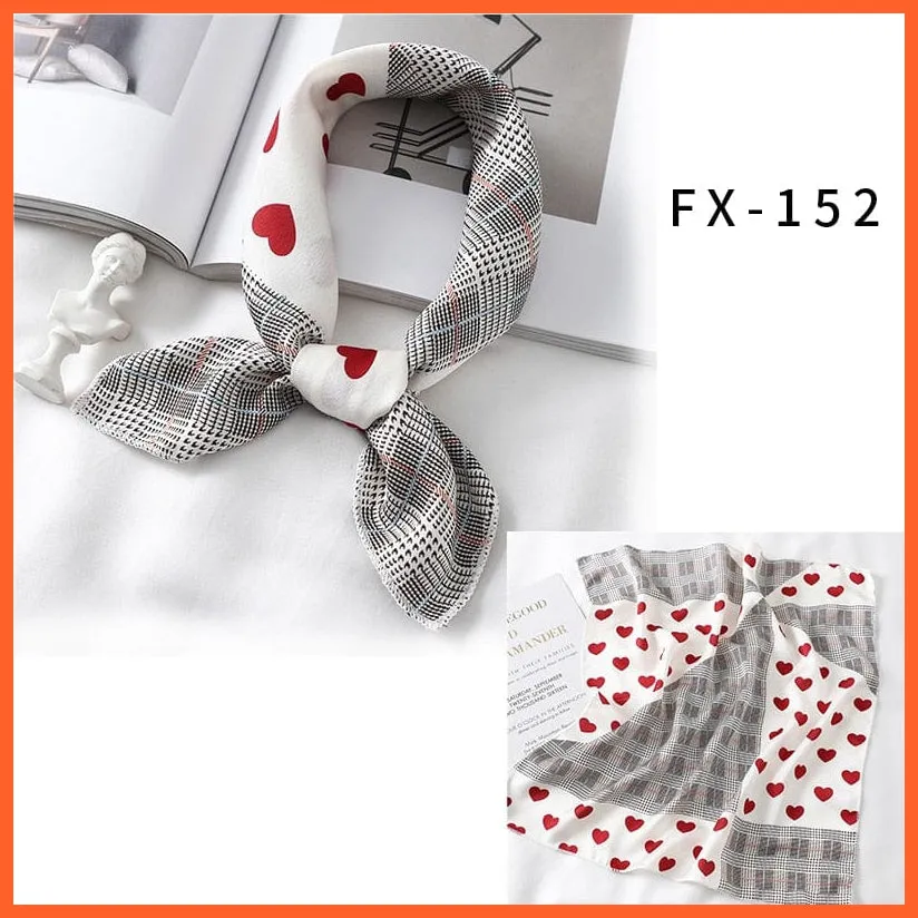 Small Silk Square Scarf For Women Fashion Print Neck Scarves Foulard Hair Band