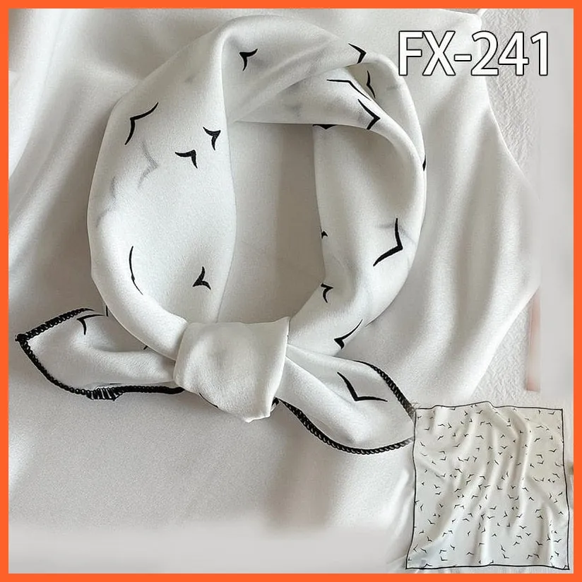 Small Silk Square Scarf For Women Fashion Print Neck Scarves Foulard Hair Band