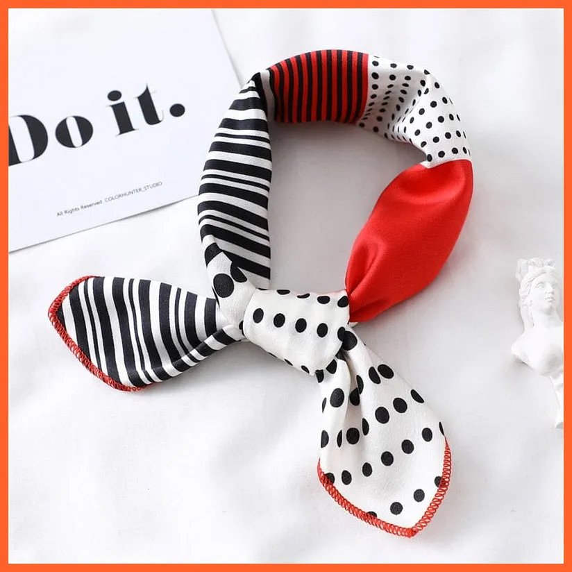 Small Silk Square Scarf For Women Fashion Print Neck Scarves Foulard Hair Band